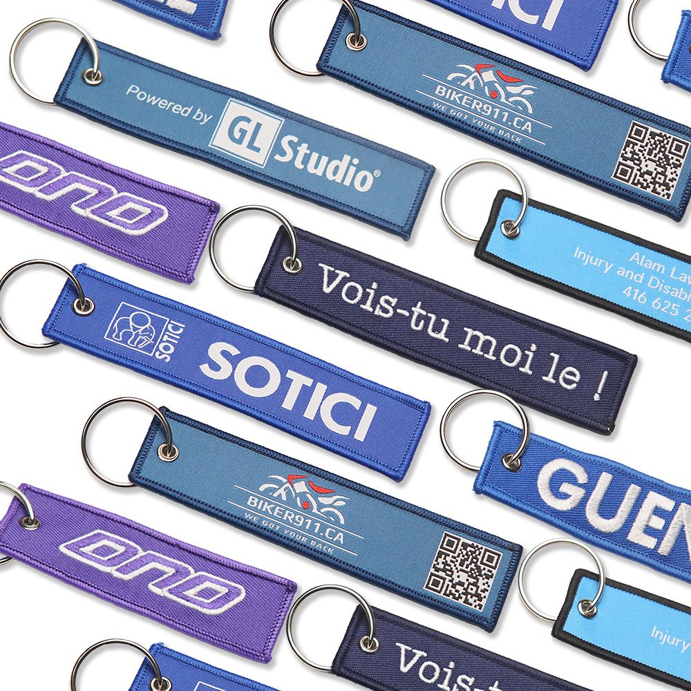 Custom Embroidered Key Tag With Your Logo - Bulk Woven Flight Keychains