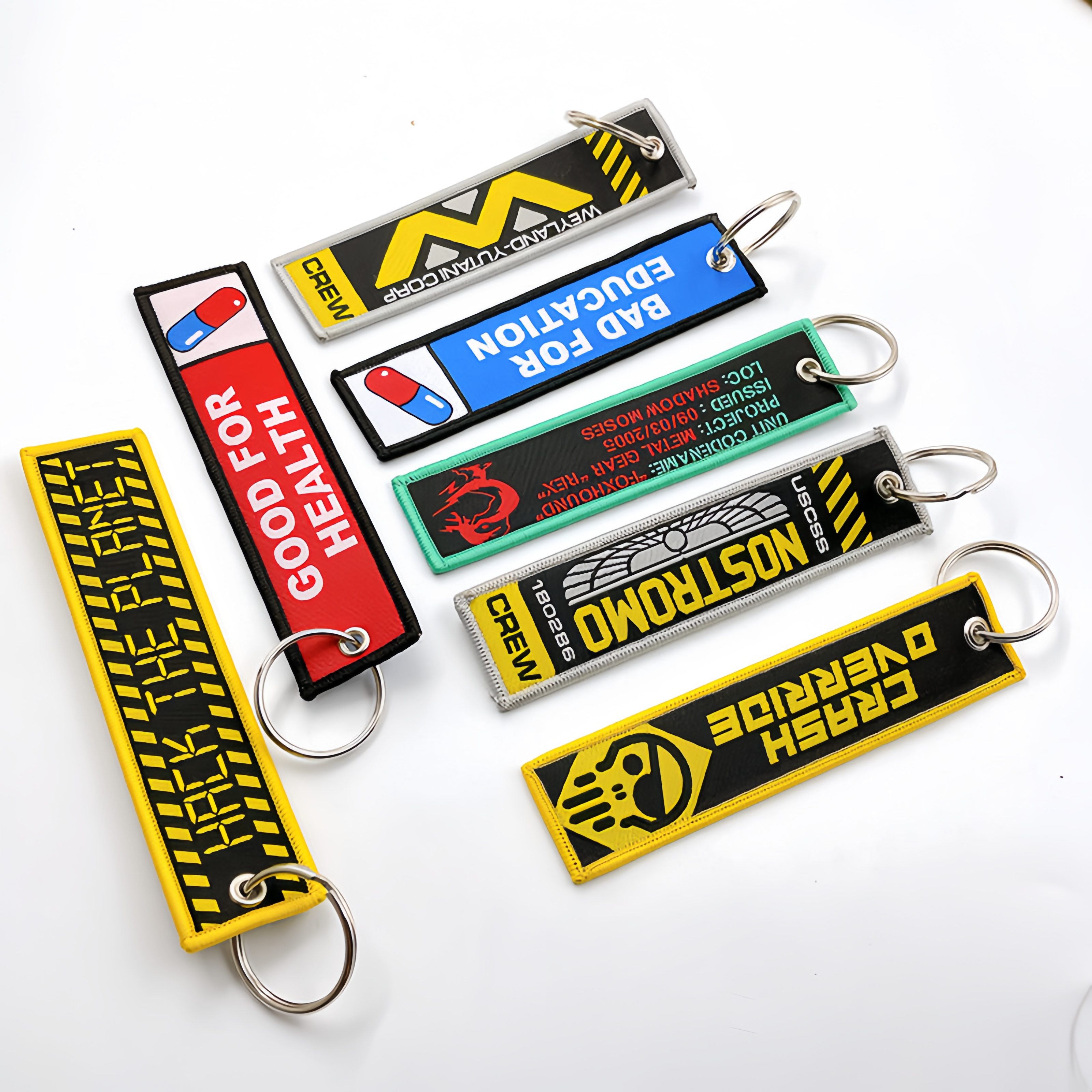 Custom Embroidered Key Tag With Your Logo - Bulk Woven Flight Keychains