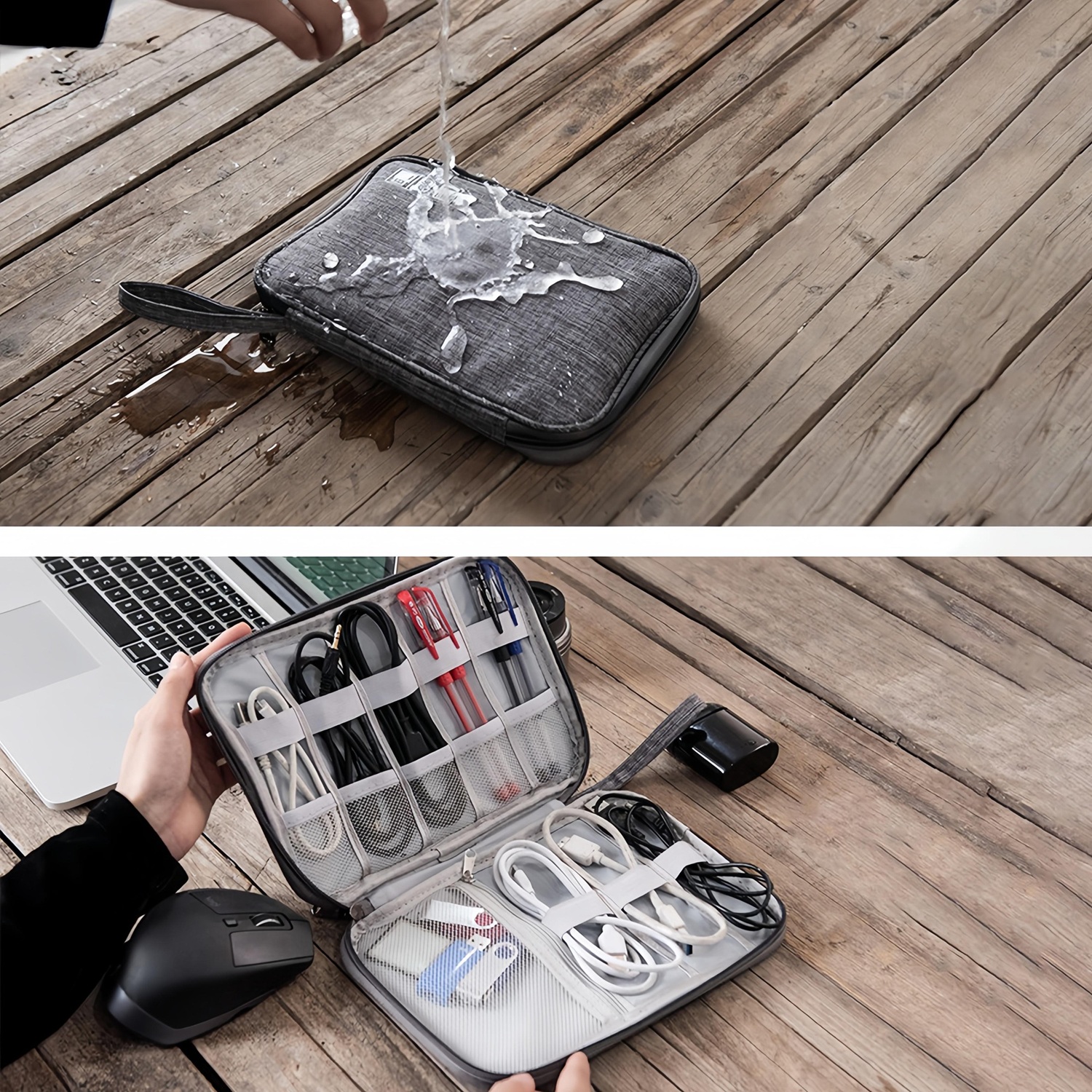 Fashion Electronic Accessory Organizer – Portable Travel Zippered Bag