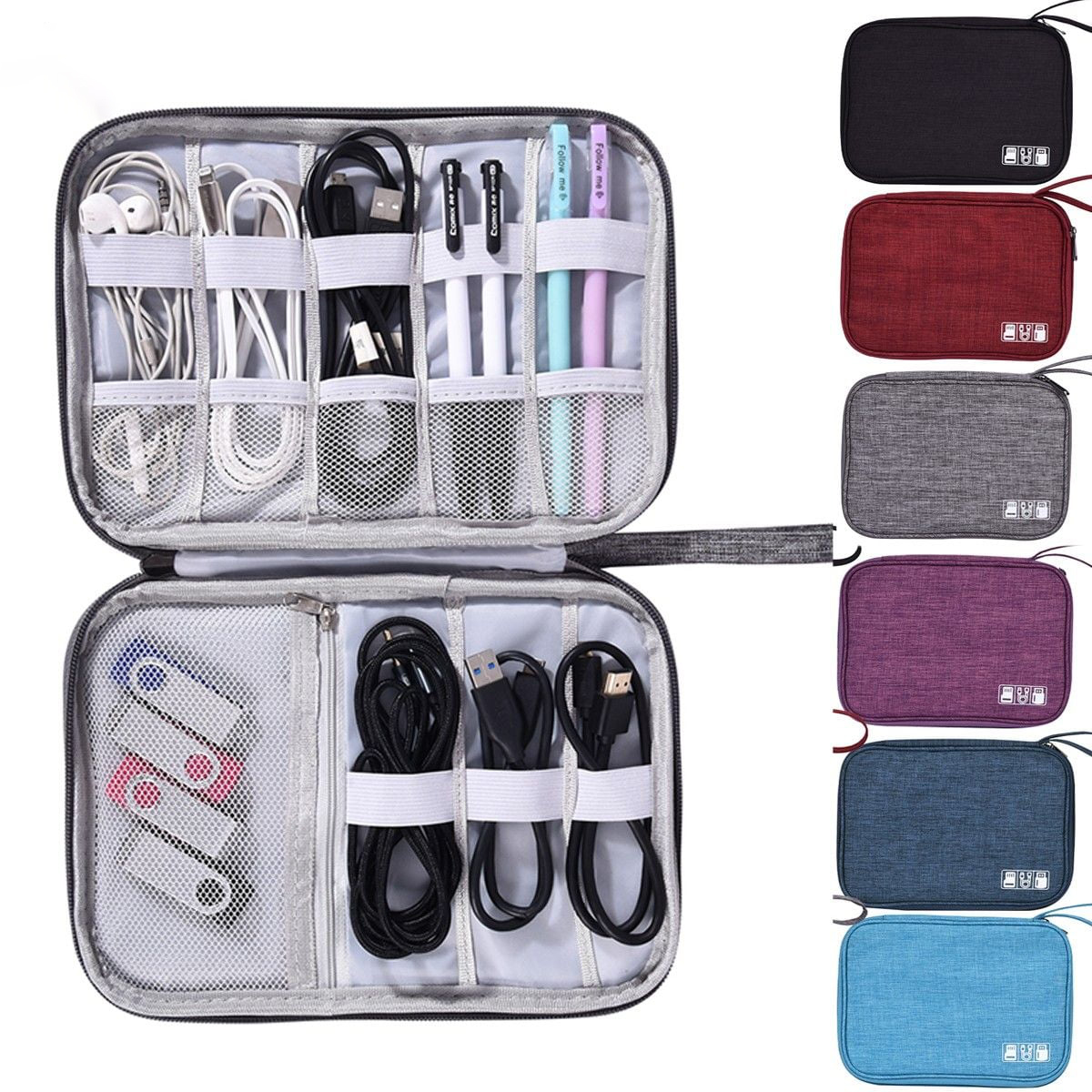 Fashion Electronic Accessory Organizer – Portable Travel Zippered Bag