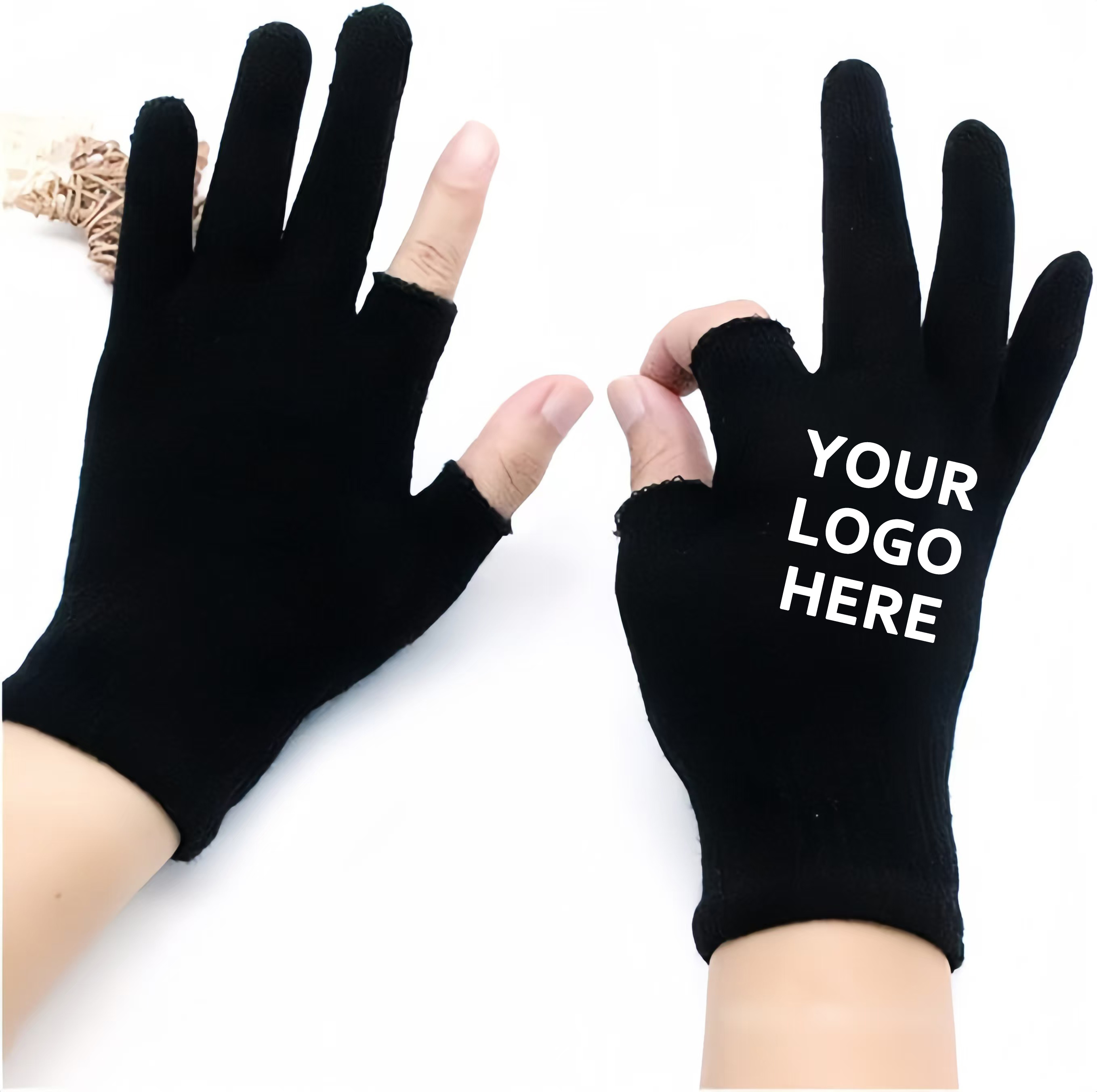 Custom Logo Winter Warm Half Finger Gloves Fashion Unisex  Fingerless Gloves