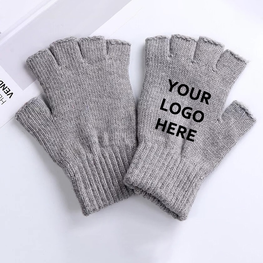 Custom Logo Half-Finger Soft Gloves Promotional Warm Winter Gloves