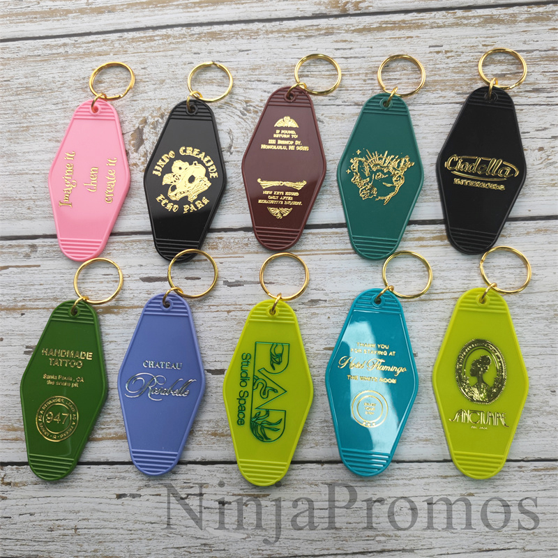 100 pcs Custom Gold Foil Stamped Vintage Hotel Key Tag  