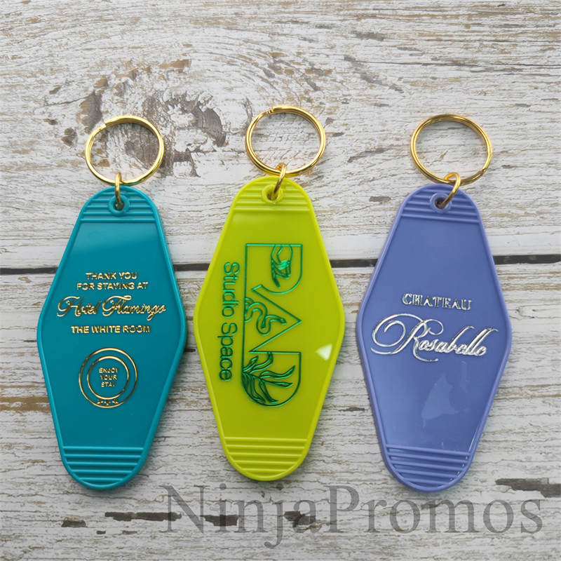 100 pcs Custom Gold Foil Stamped Vintage Hotel Key Tag  
