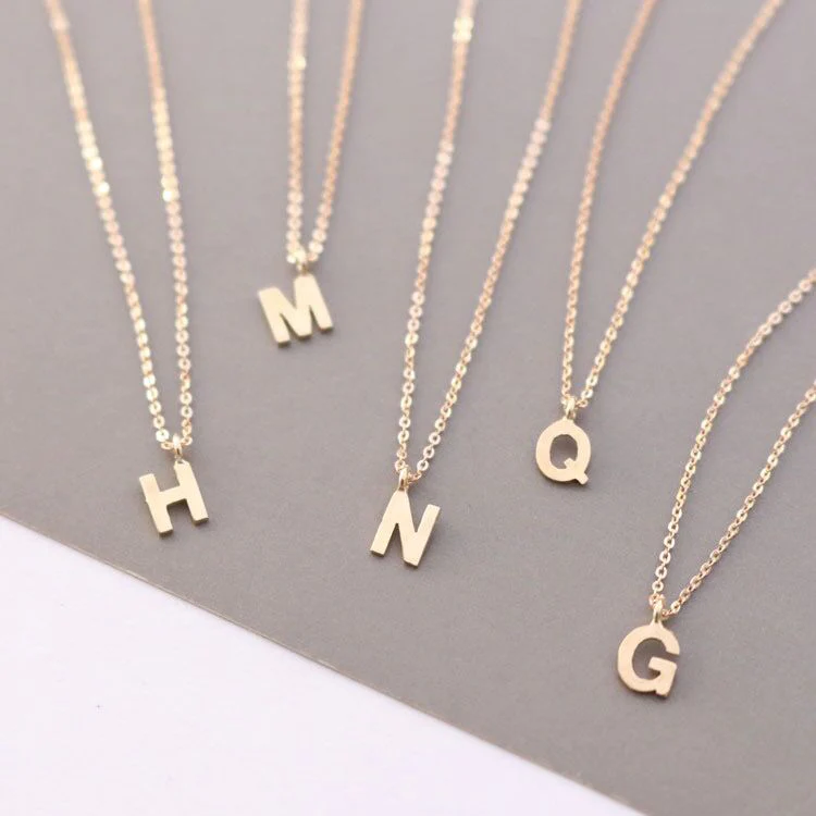 MINI SOLID 14K GOLD INITIAL NECKLACE