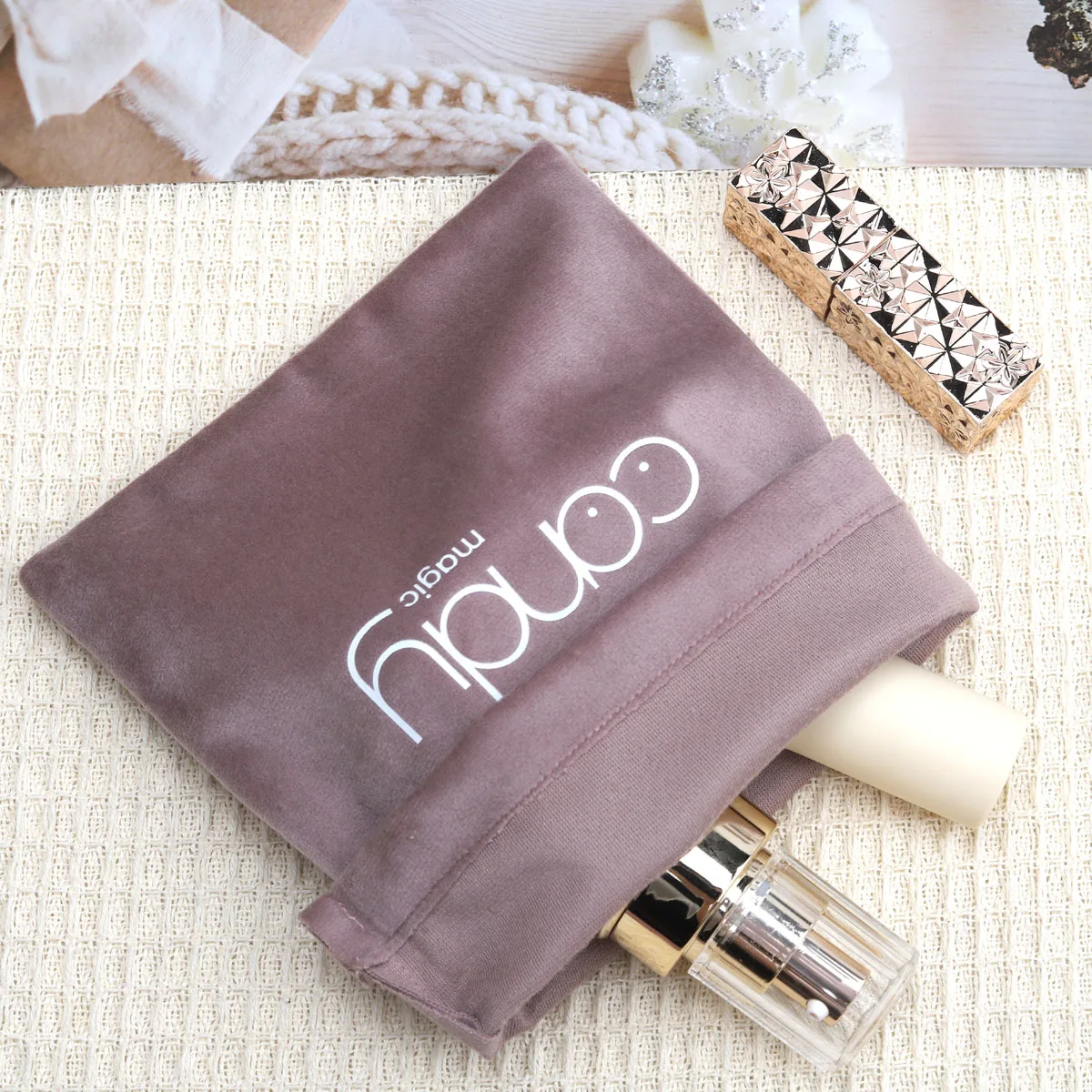 Custom Logo Velvet Jewelry Packaging Pouches Drawstring Bags