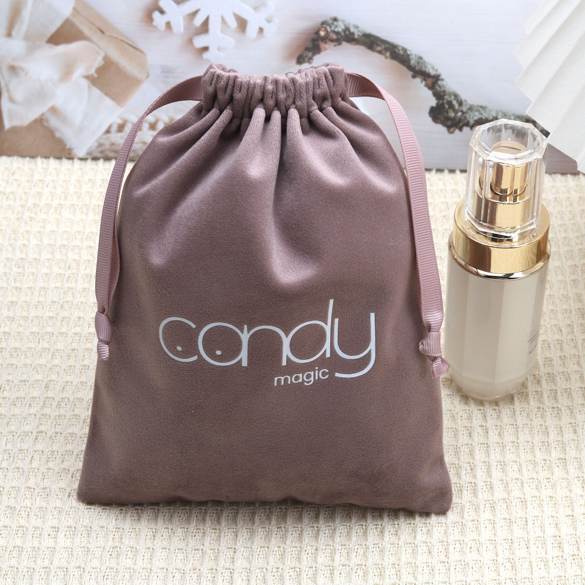 Custom Logo Velvet Jewelry Packaging Pouches Drawstring Bags