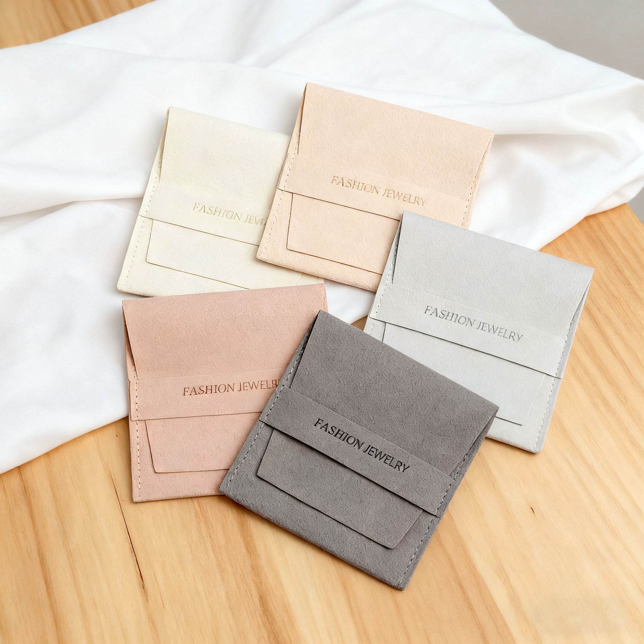 Bulk Custom Microfiber Pouch Bags with Personalized Debossing Logo Jewelry Package Envelope Bags