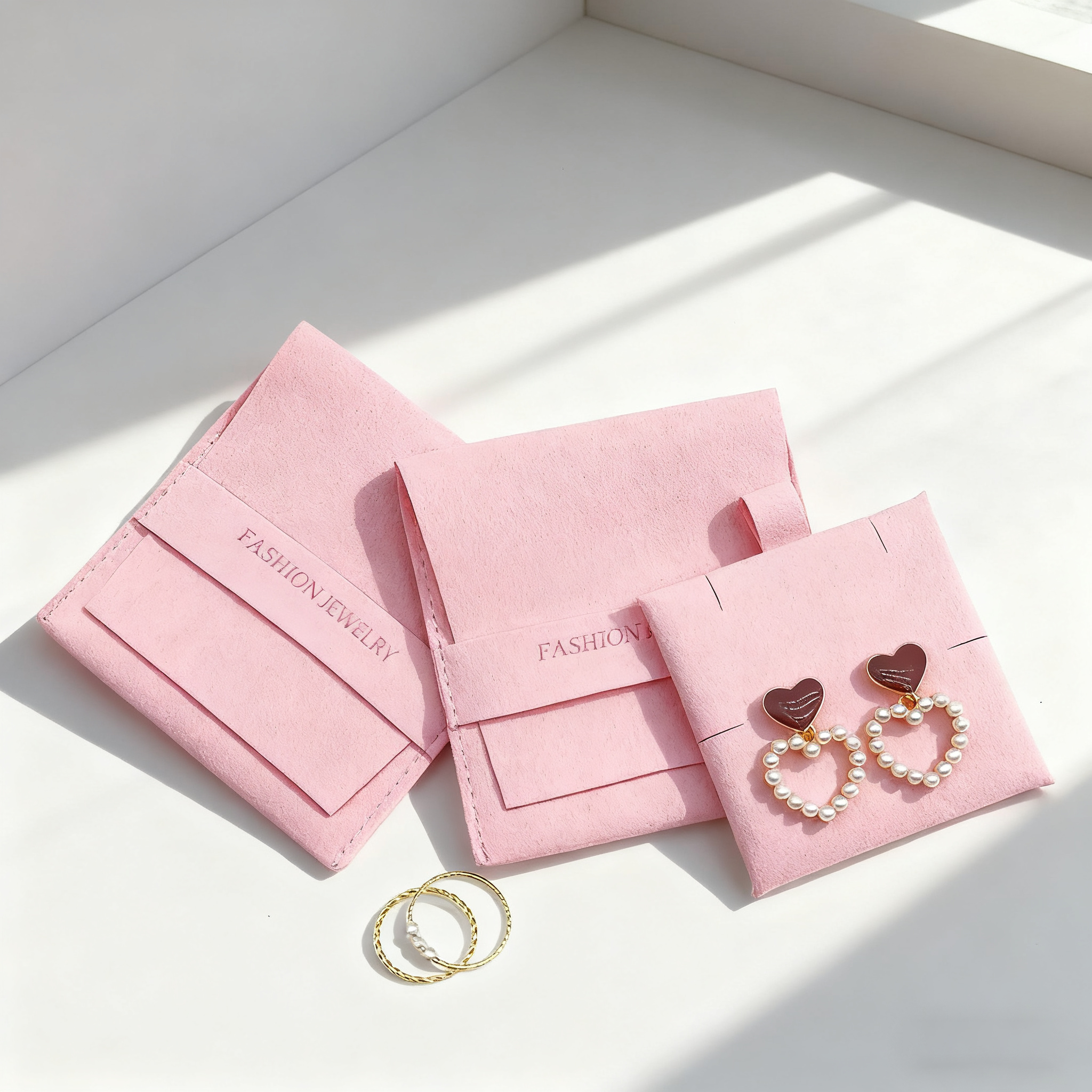 Bulk Custom Microfiber Pouch Bags with Personalized Debossing Logo Jewelry Package Envelope Bags