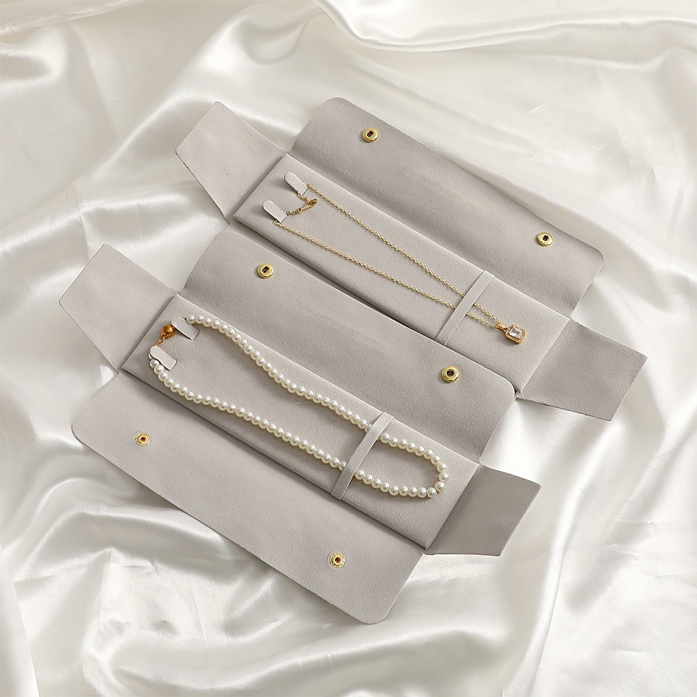 Custom Logo Microfiber Jewelry Bags Necklace Rectangle Packaging Pouches