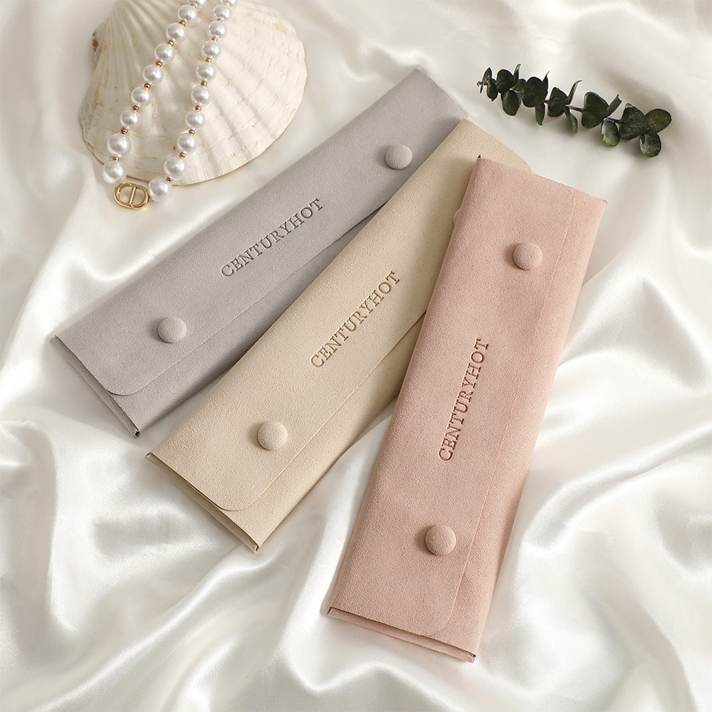 Custom Logo Microfiber Jewelry Bags Necklace Rectangle Packaging Pouches