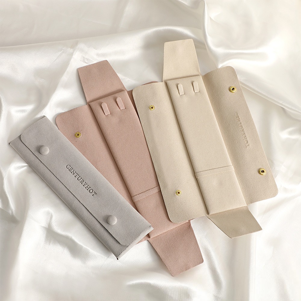 Custom Logo Microfiber Jewelry Bags Necklace Rectangle Packaging Pouches