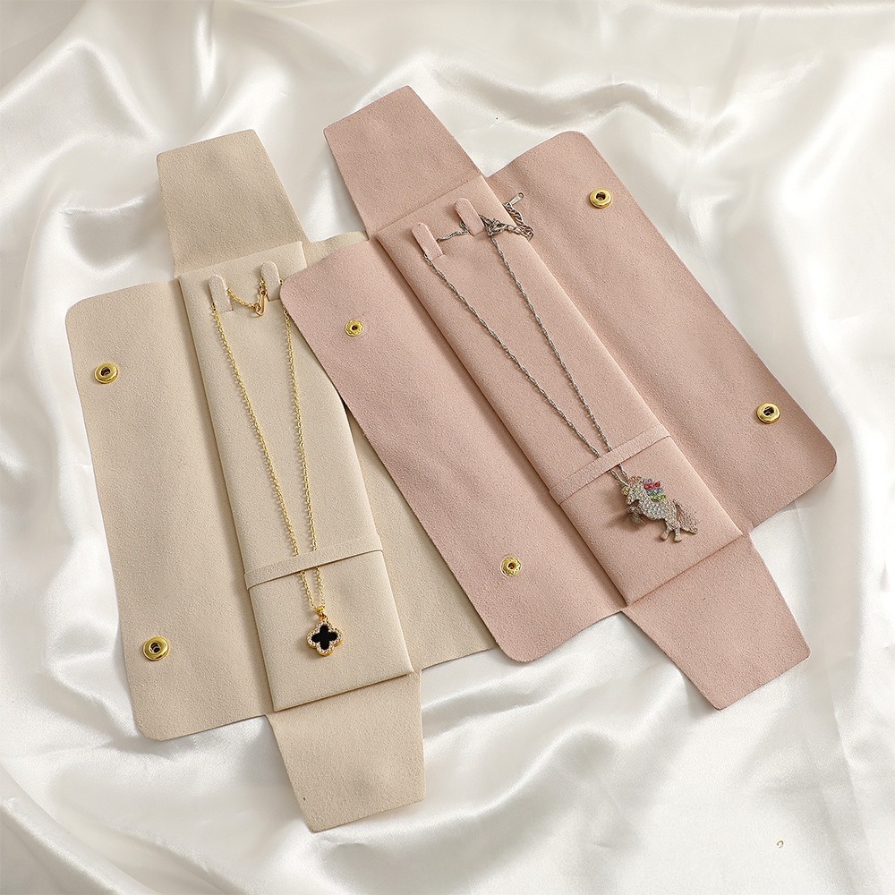 Custom Logo Microfiber Jewelry Bags Necklace Rectangle Packaging Pouches