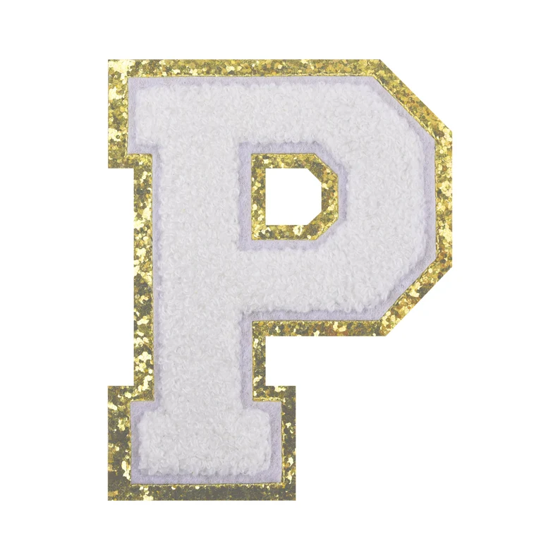 26 Pieces Glitter Chenille Letter Iron on Patches Sew On Chenille Varsity A-Z Patches