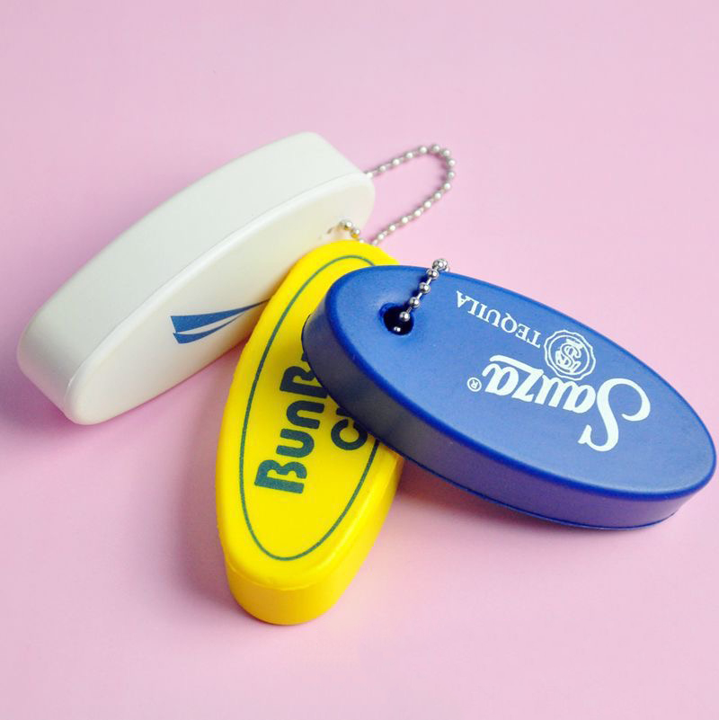 Custom Promotional PU Foam Oval Floating Boat Keychain For Giftaways