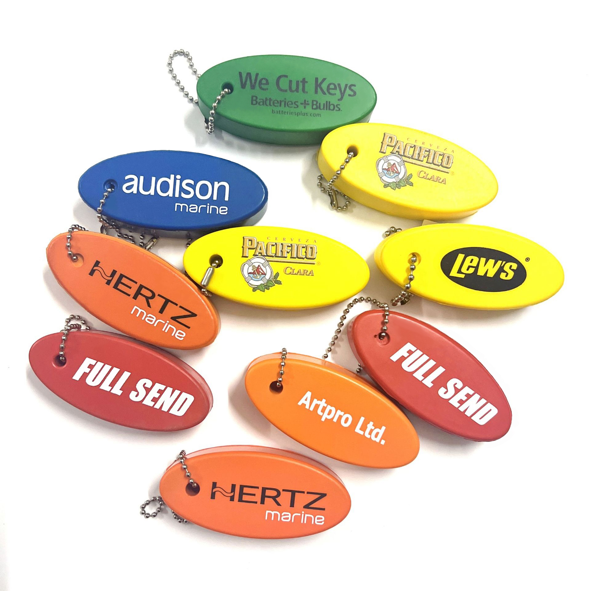 Custom Promotional PU Foam Oval Floating Boat Keychain For Giftaways