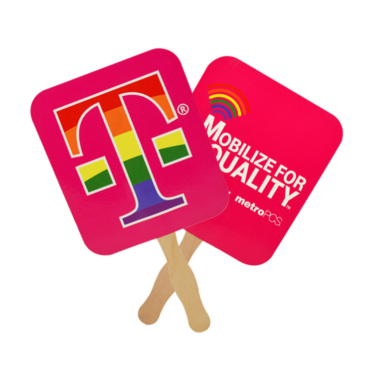 Custom Shape Paper Hand Fan with Your Logo Summer Printed Fan For Giveaways