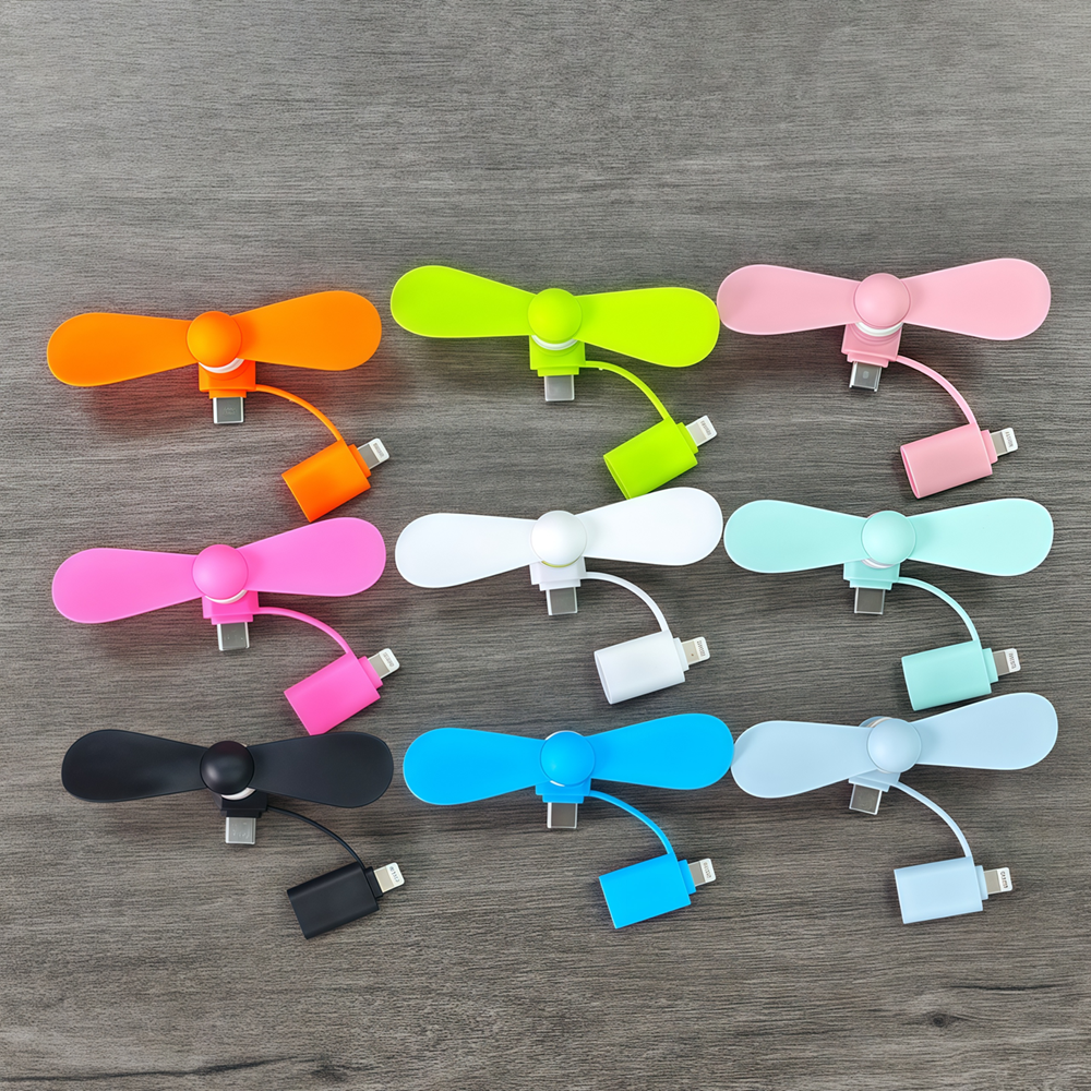 Custom 2 in 1 Mini fan For Android Type-C and Iphone Device