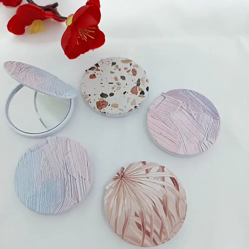 Promotional Round Double-sided Mirror Phone Stand Logo Printing Decoration