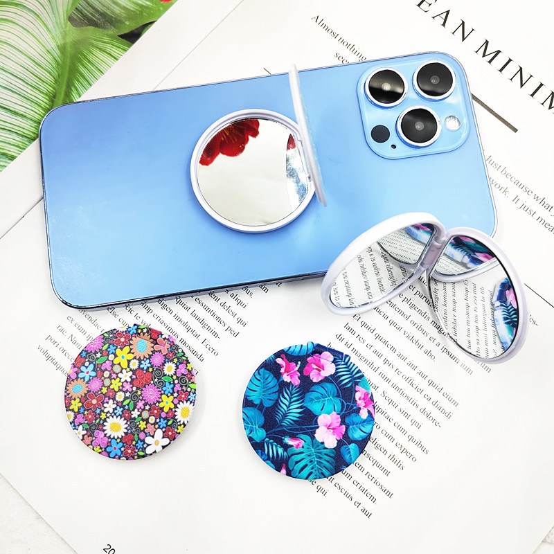Promotional Round Double-sided Mirror Phone Stand Logo Printing Decoration
