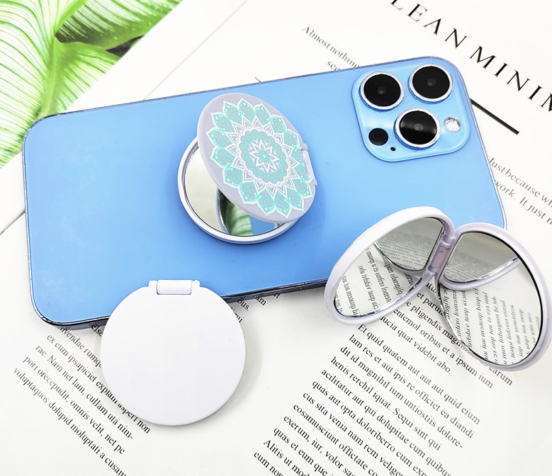 Promotional Round Double-sided Mirror Phone Stand Logo Printing Decoration