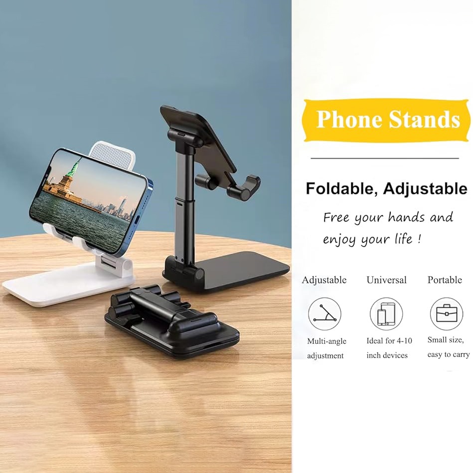 Fully Foldable & Height Adjustable Phone Holder | Custom Portable Phone Stand with logo