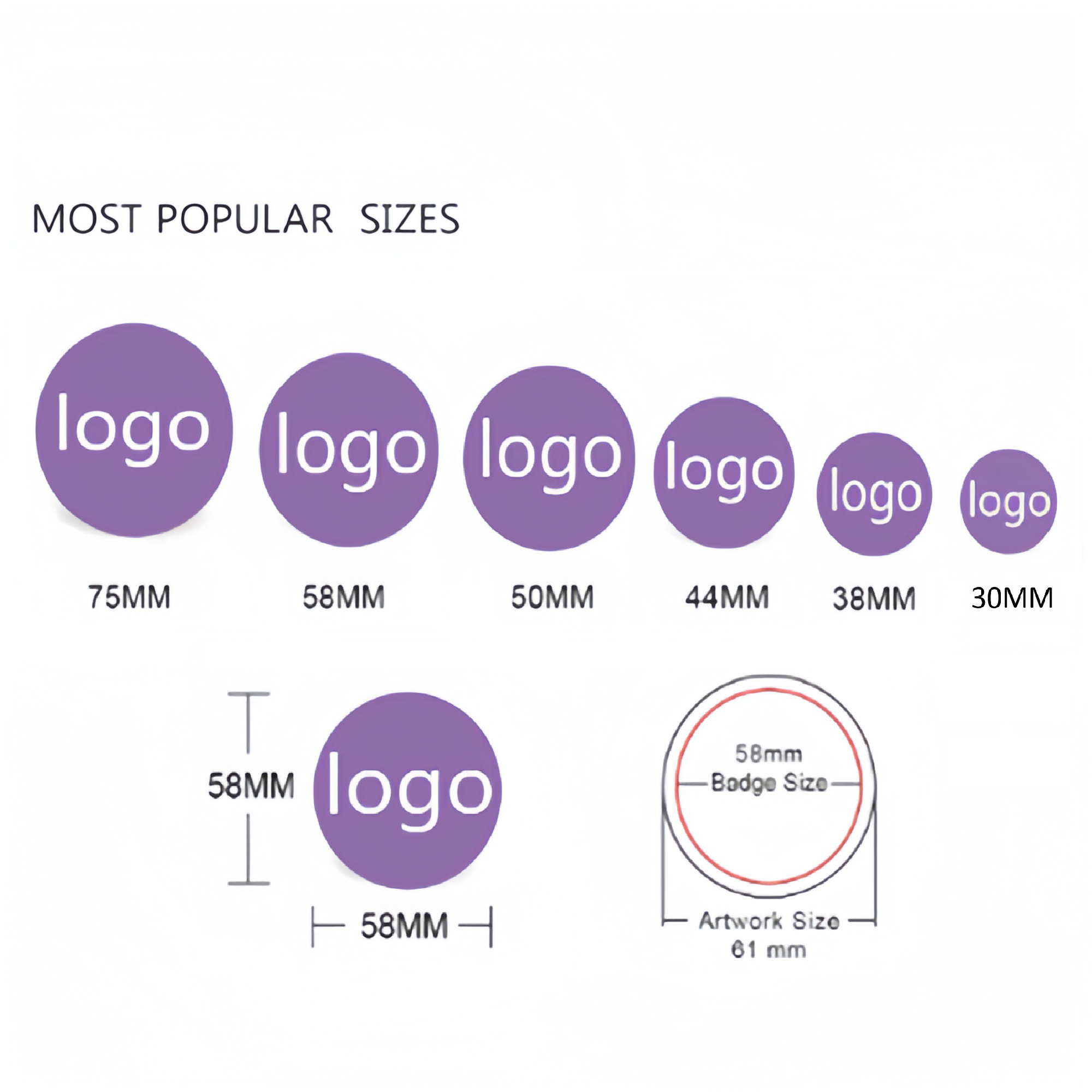 Custom Round Button Pins with Full Color Logo