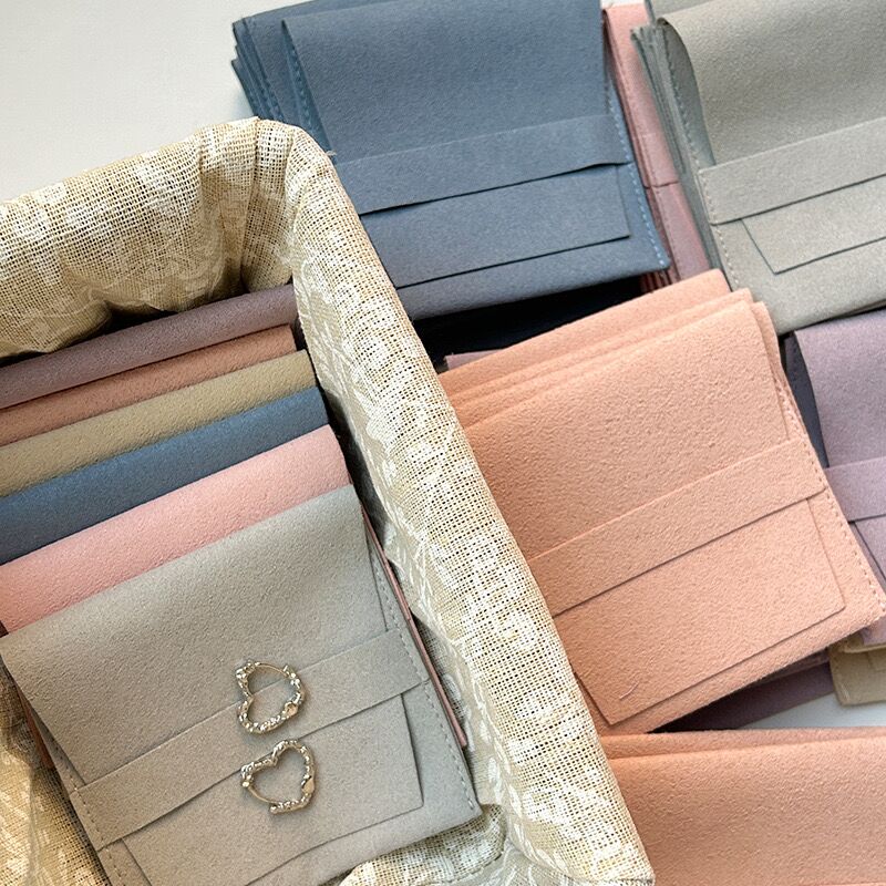 Bulk Custom Microfiber Pouch Bags Personalized Debossing Logo Jewelry Package Envelope Bags