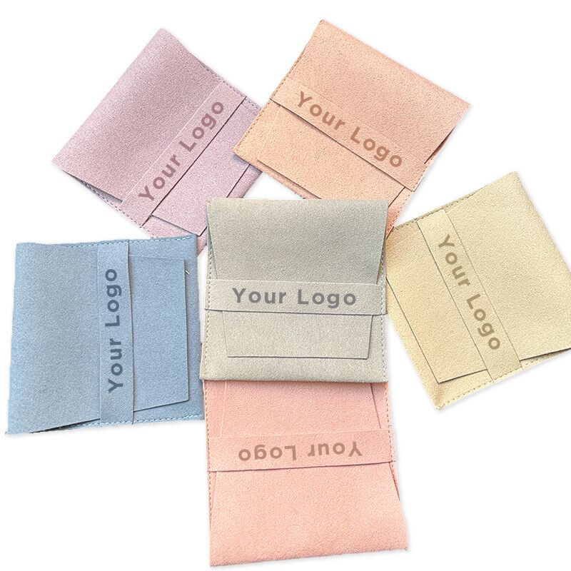 Bulk Custom Microfiber Pouch Bags Personalized Debossing Logo Jewelry Package Envelope Bags