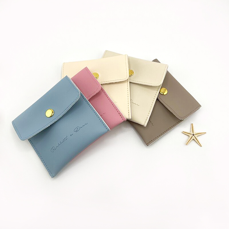 100pcs High Quality PU Artificial Leather Bag Custom Jewelry Package Pouch Bag With Button
