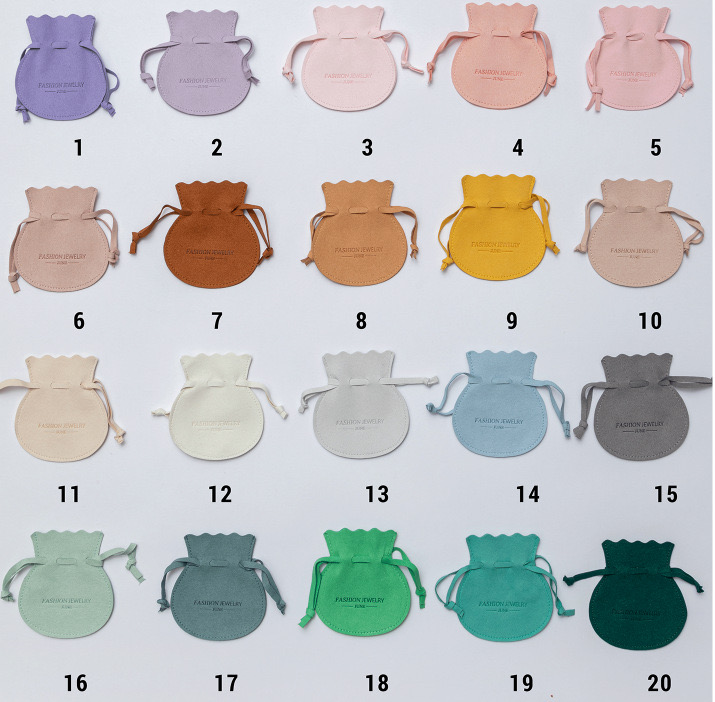 100pcs Custom Logo Jewelry Package Pouch Microfiber Drawstring Gourd Bags For Necklaces and Earrings