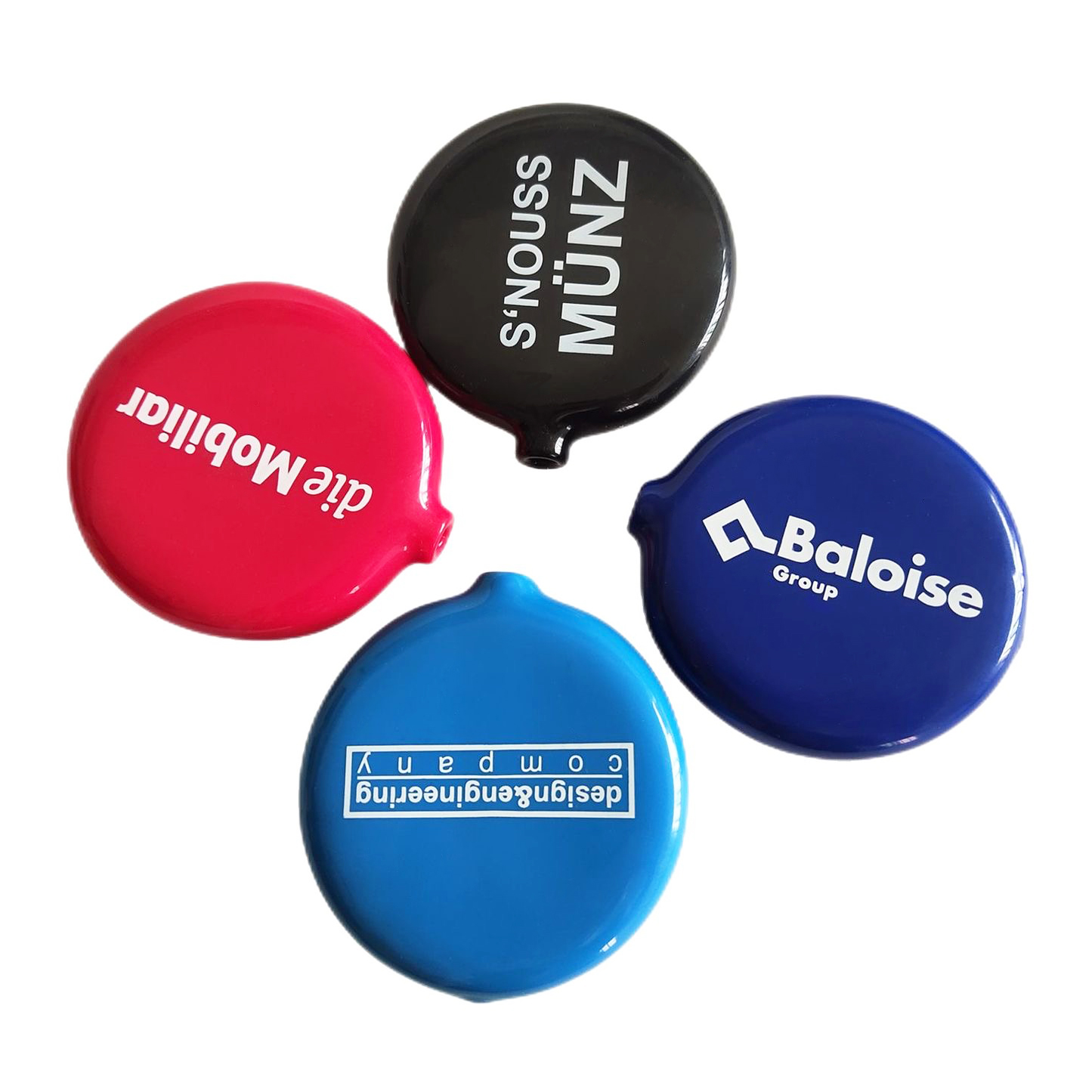 Round Rubber Squeeze Coin Holder Pouch Custom Printed Colorful Coin Purse with Chain