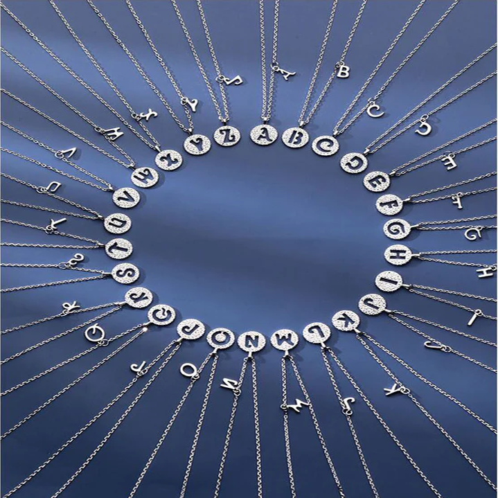 LETTER CIRCLE ZIRCON NECKLACE-S925 SOLID SILVER