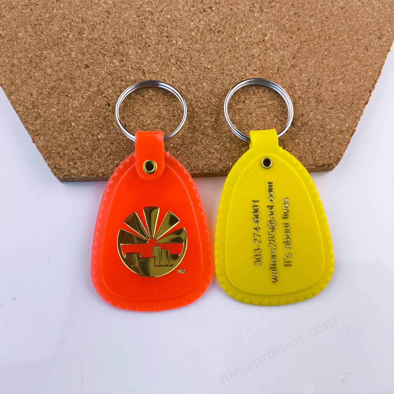 Vintage Gold Foil Saddle Key Tag | Custom Designer Keychain with Logo