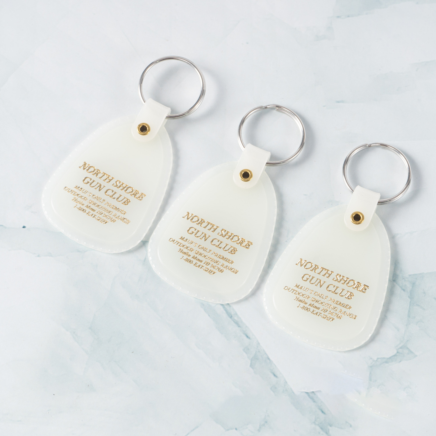 Vintage Gold Foil Saddle Key Tag | Custom Designer Keychain with Logo