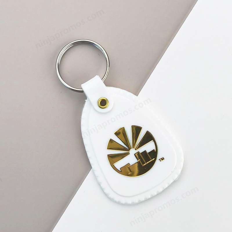 Vintage Gold Foil Saddle Key Tag | Custom Designer Keychain with Logo