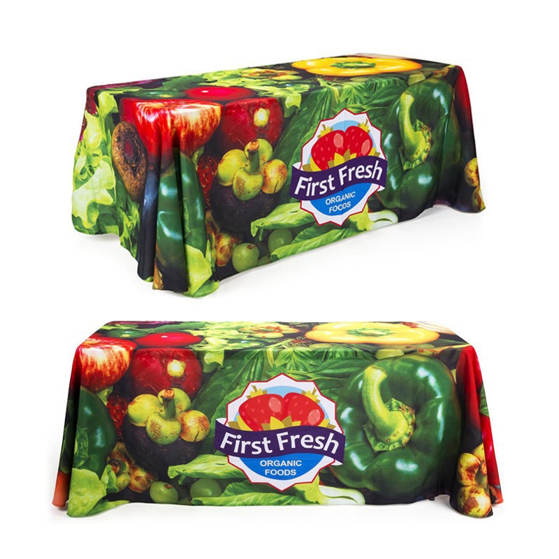 Custom Logo Printed Table Covers Fitted Table Throw Tablecloth For Trade show & Event