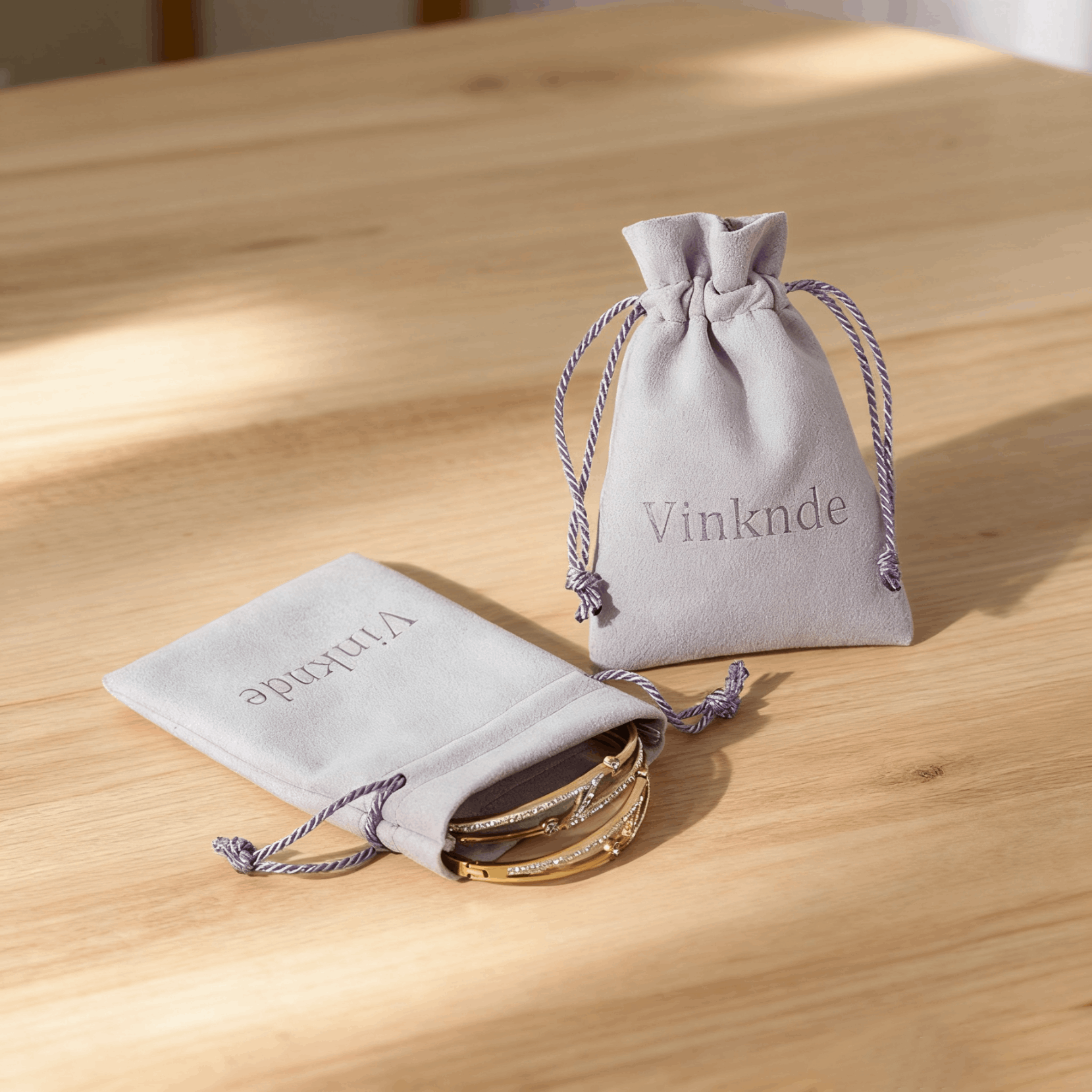 Personalized Logo Print Jewelry Packaging Pouches Velvet Drawstring Bags For Wedding Favor