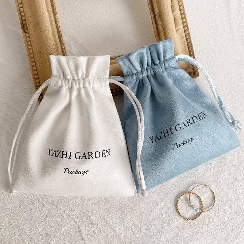 Personalized Logo Print Jewelry Packaging Pouches Velvet Drawstring Bags For Wedding Favor