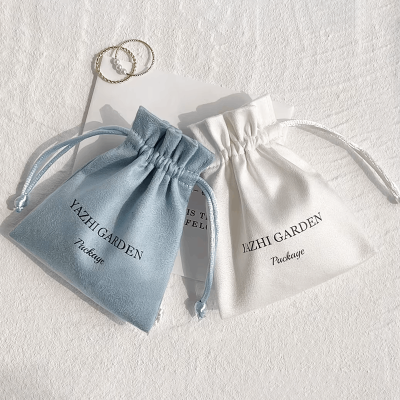 Personalized Logo Print Jewelry Packaging Pouches Velvet Drawstring Bags For Wedding Favor