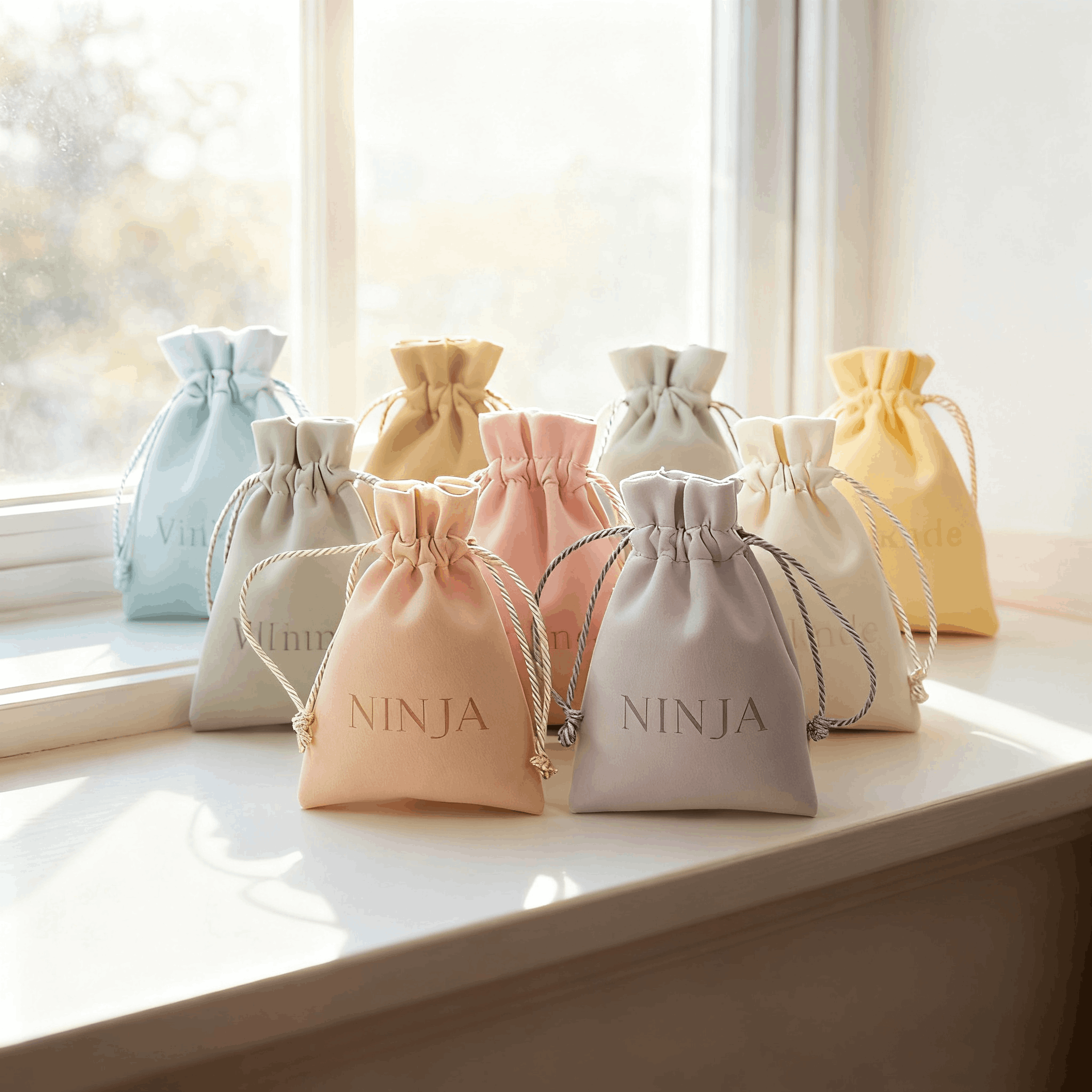 Personalized Logo Print Jewelry Packaging Pouches Velvet Drawstring Bags For Wedding Favor