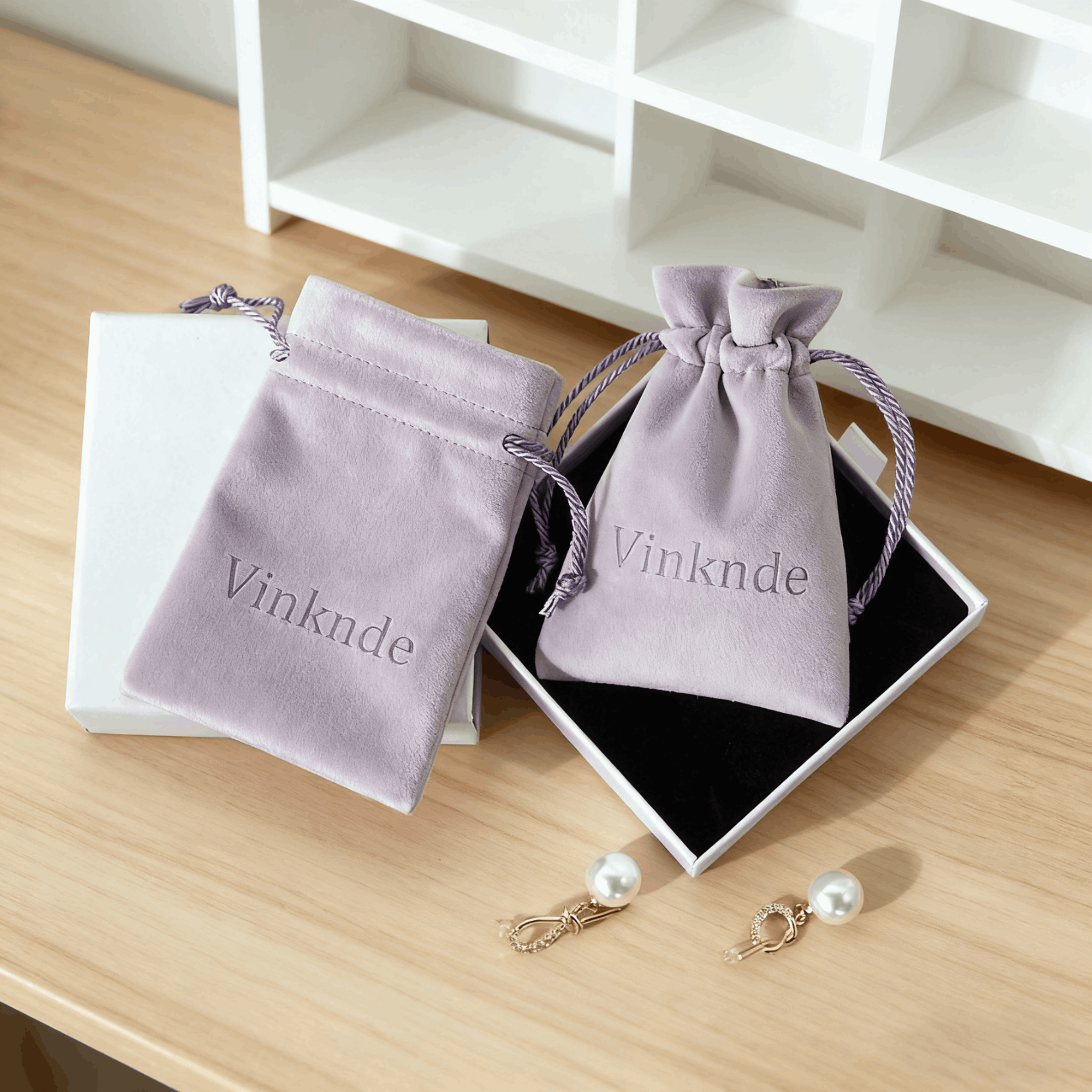 Personalized Logo Print Jewelry Packaging Pouches Velvet Drawstring Bags For Wedding Favor