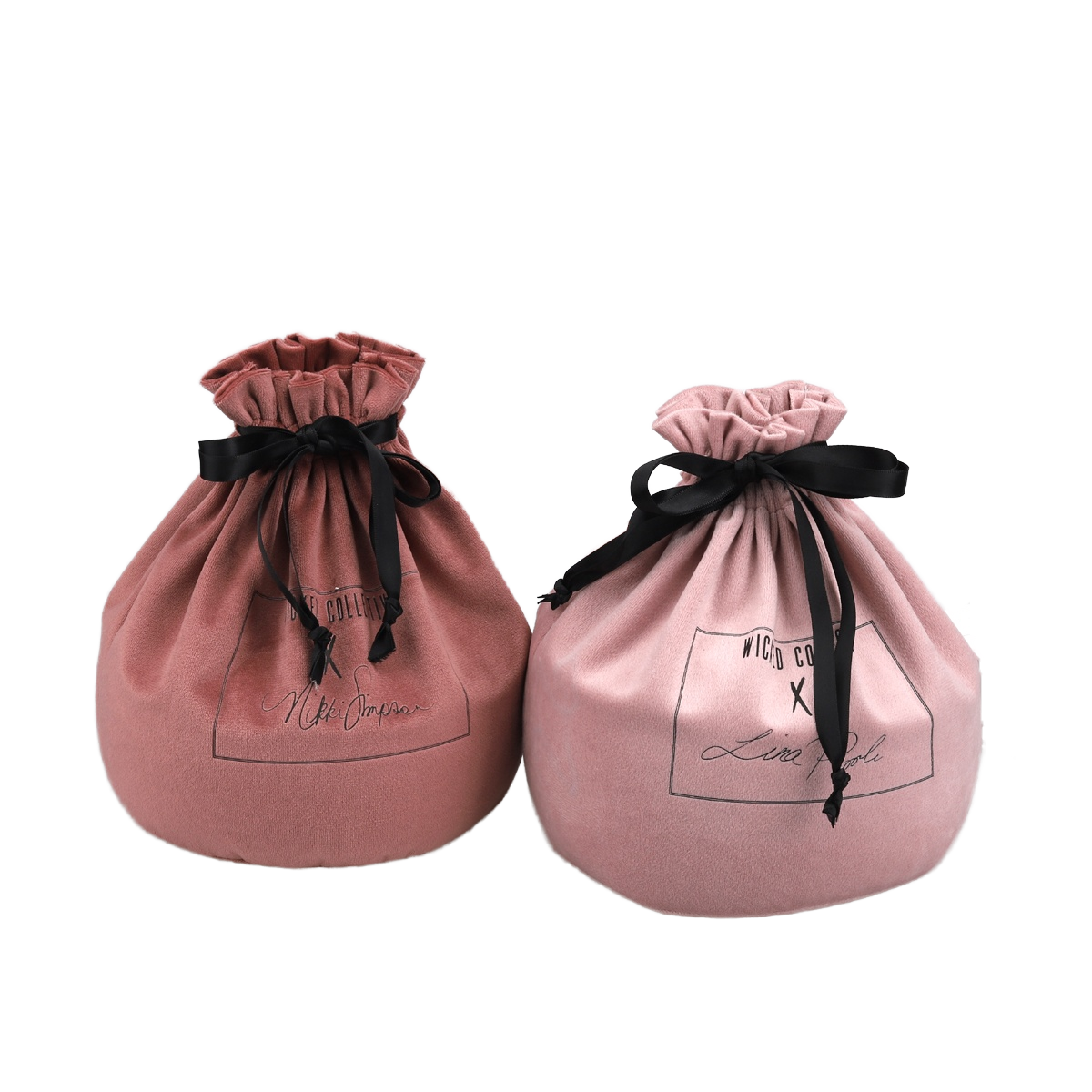 Custom Logo Velvet Round Bottom Drawstring Candle Bags Gift Pouches