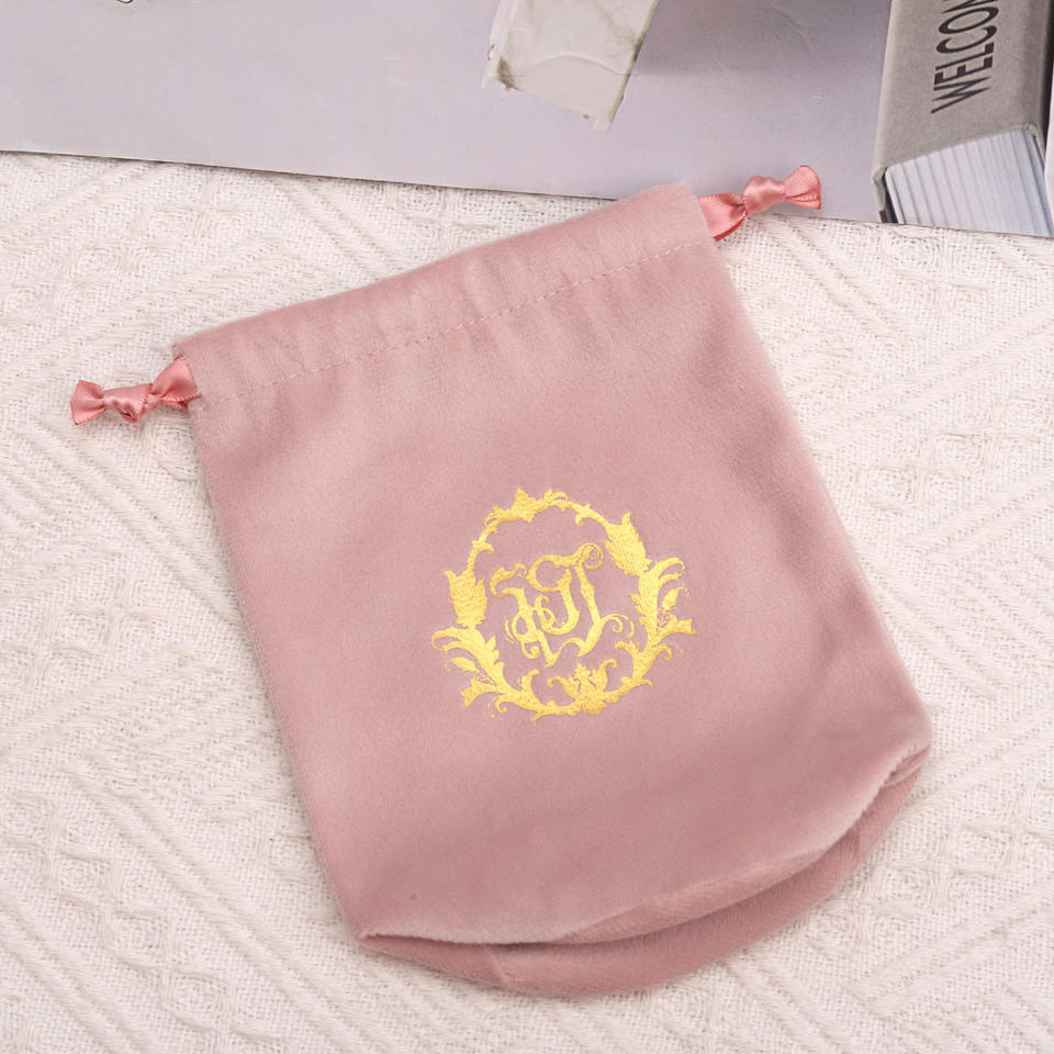 Custom Logo Velvet Round Bottom Drawstring Candle Bags Gift Pouches