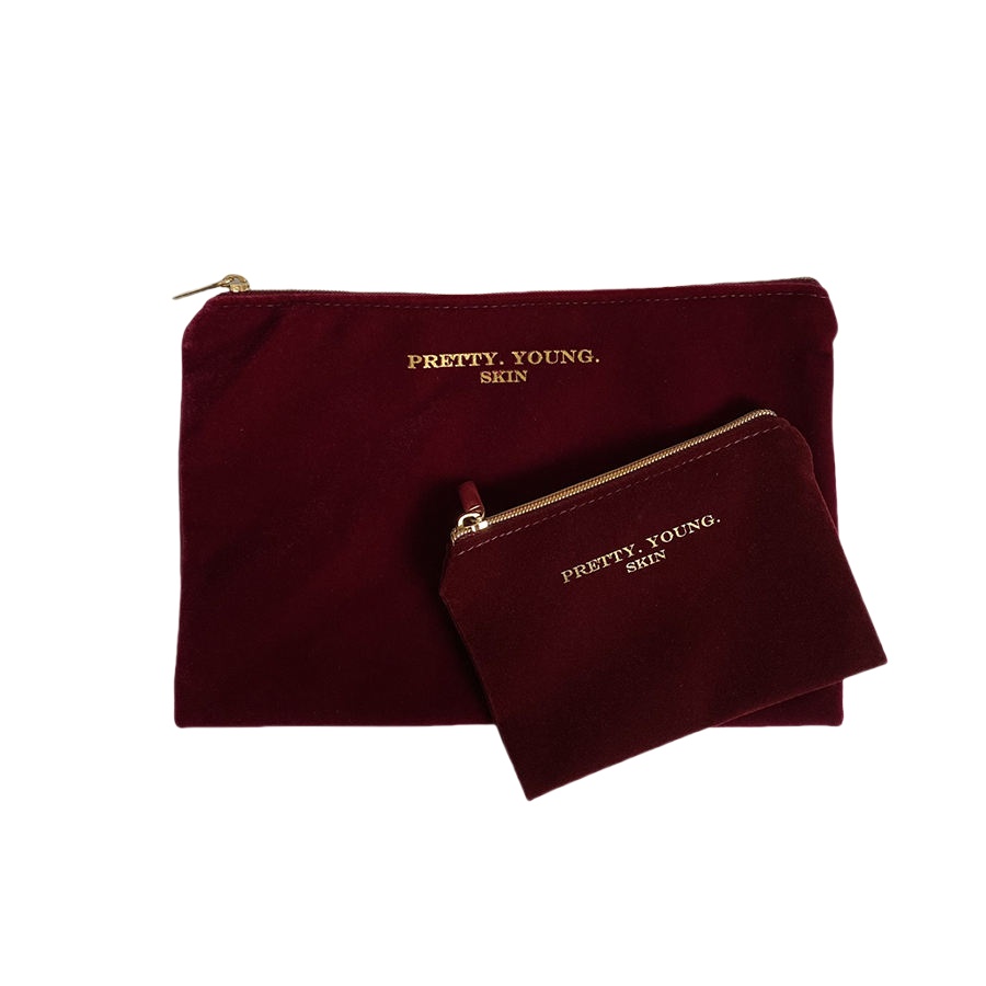 Custom Velvet Zipper Cosmetic Pouches | Logo Printed Makeup Bags