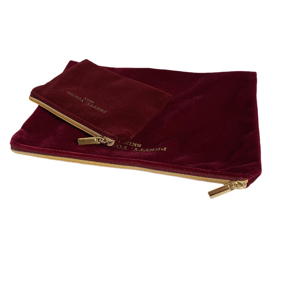 Custom Velvet Zipper Cosmetic Pouches | Logo Printed Makeup Bags