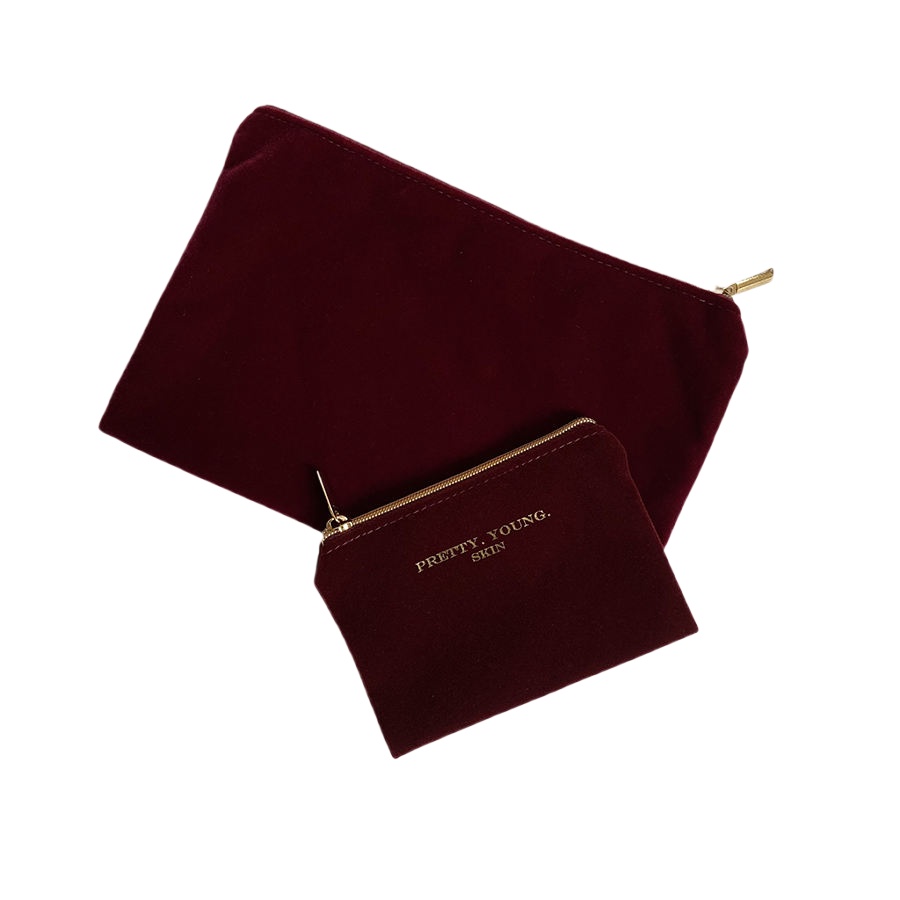 Custom Velvet Zipper Cosmetic Pouches | Logo Printed Makeup Bags