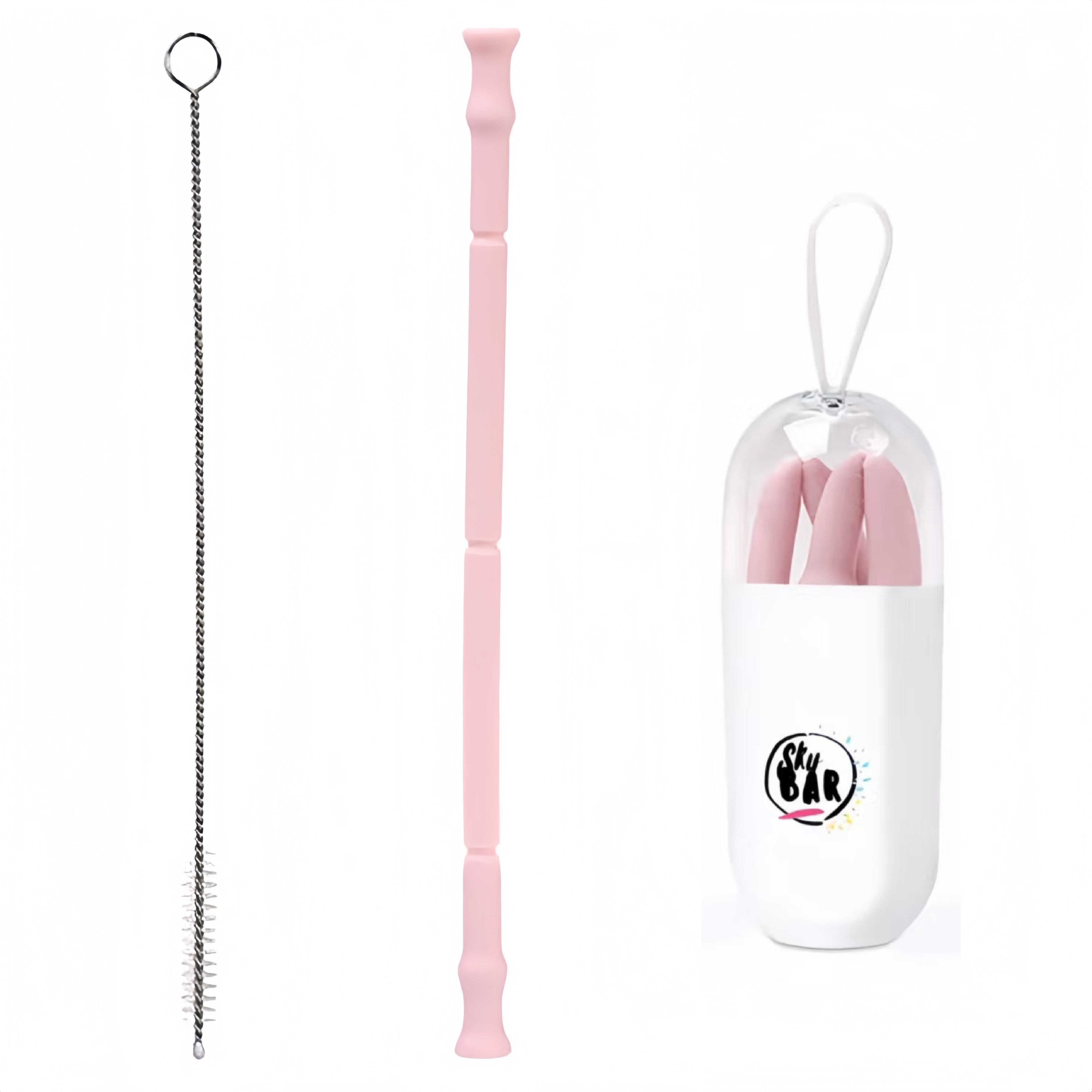 Wholesale Collapsible Silicone Straws Reusable Drinking Straw with Portable Case and Brush