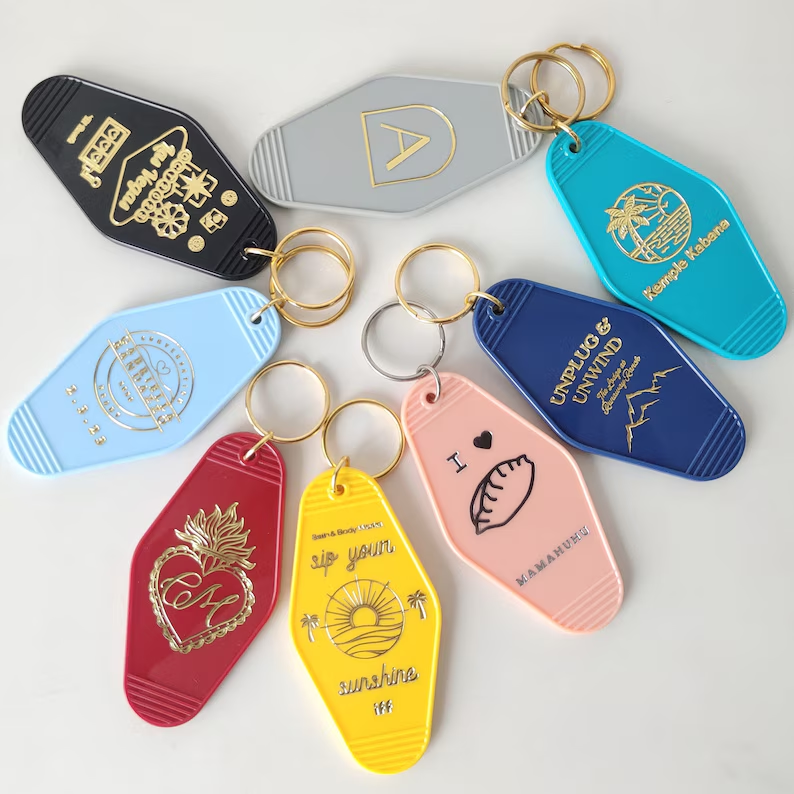 100 pcs Custom Gold Foil Stamped Vintage Hotel Key Tag  