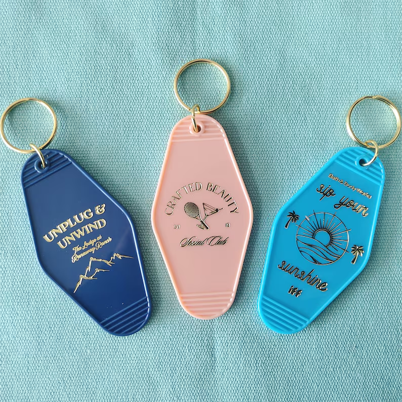 Custom Gold Foil Vintage Hotel/Motel Key Tag 